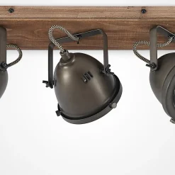 Lindby downlight Farovi, svart, 44 cm, 3 lyskilder, tre, GU10