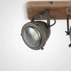 Lindby downlight Farovi, svart, 44 cm, 3 lyskilder, tre, GU10