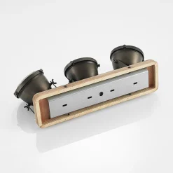 Lindby downlight Farovi, svart, 44 cm, 3 lyskilder, tre, GU10