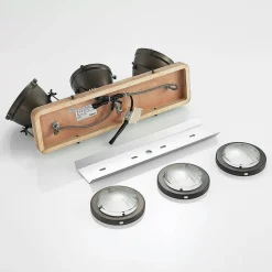 Lindby downlight Farovi, svart, 44 cm, 3 lyskilder, tre, GU10