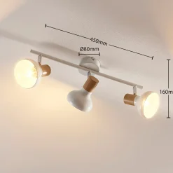 Lindby downlight Fridolin, 50 cm, 3 lyskilder, hvit, metall