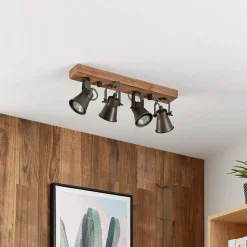 Lindby downlight Grandesa, 35 cm, 4 lyskilder, tre, metall