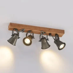 Lindby downlight Grandesa, 35 cm, 4 lyskilder, tre, metall