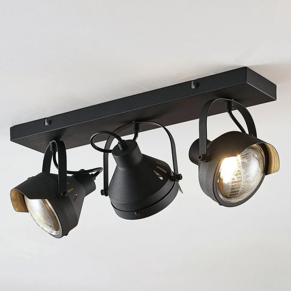 Lindby downlight Henega, 52 cm, svart, 3 lyskilder