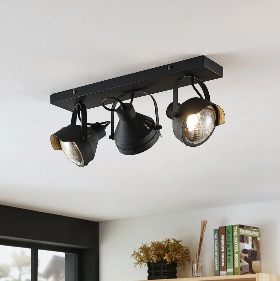 Lindby downlight Henega, 52 cm, svart, 3 lyskilder