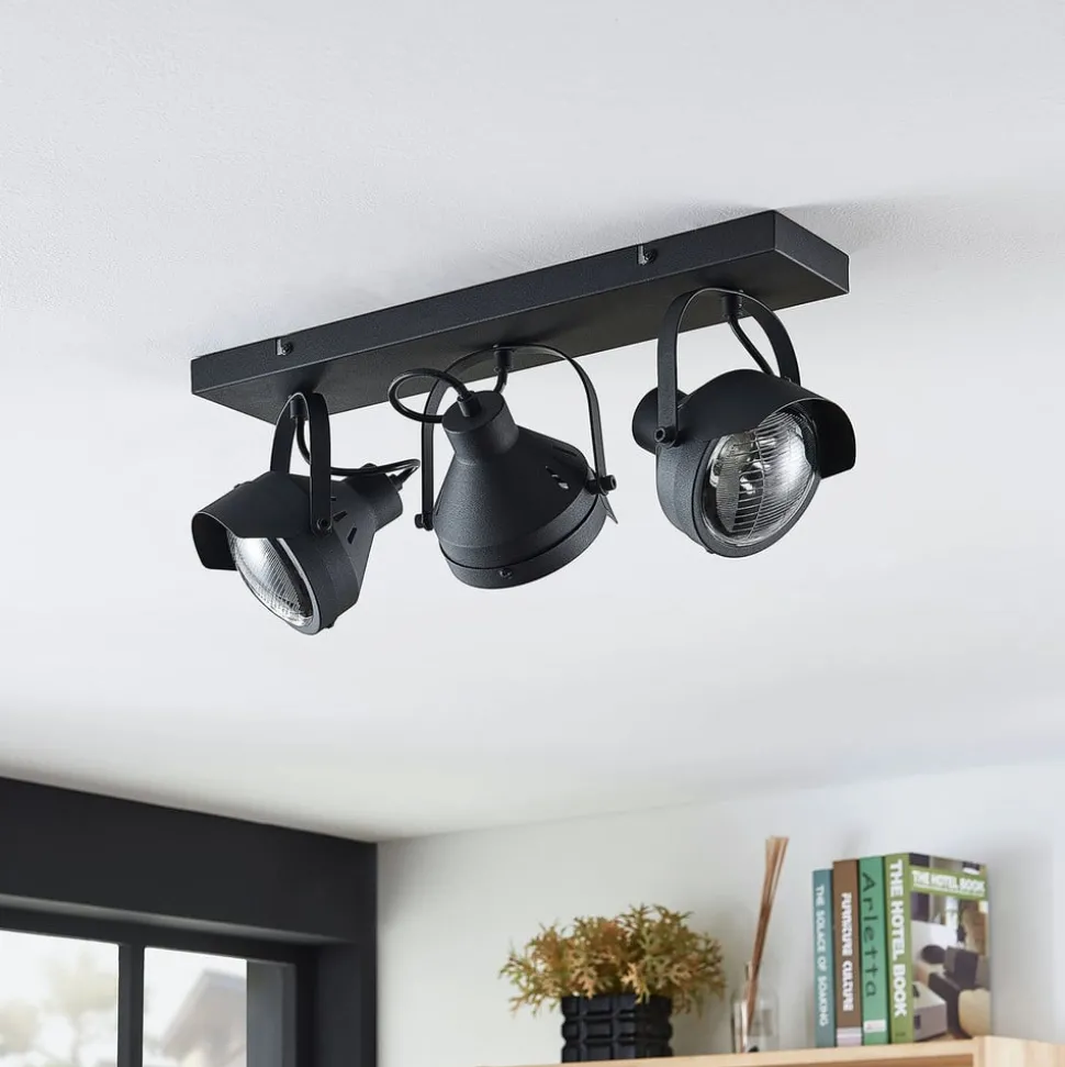 Lindby downlight Henega, 52 cm, svart, 3 lyskilder