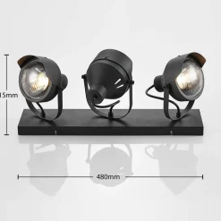 Lindby downlight Henega, 52 cm, svart, 3 lyskilder