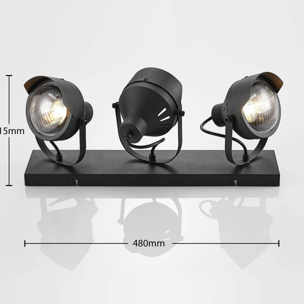 Lindby downlight Henega, 52 cm, svart, 3 lyskilder