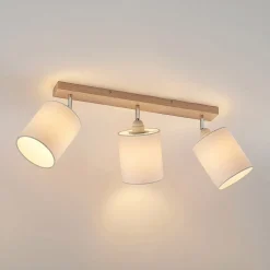 Lindby downlight Imarin, 56 cm, 3 lyskilder, hvit, tre