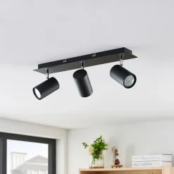 Lindby downlight Joffrey, 49 cm, svart, 3 lyskilder, GU10