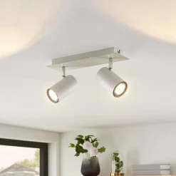 Lindby downlight Joffrey, 31 cm, 2 lyskilder, hvit, GU10