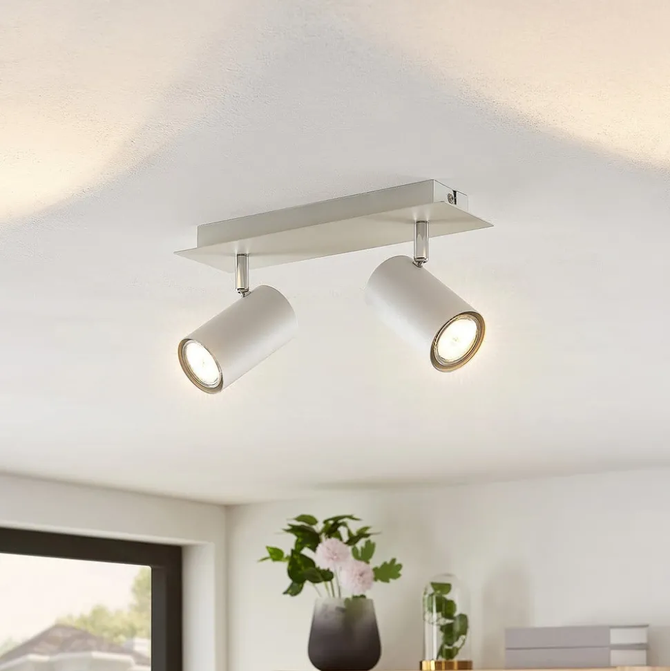 Lindby downlight Joffrey, 31 cm, 2 lyskilder, hvit, GU10