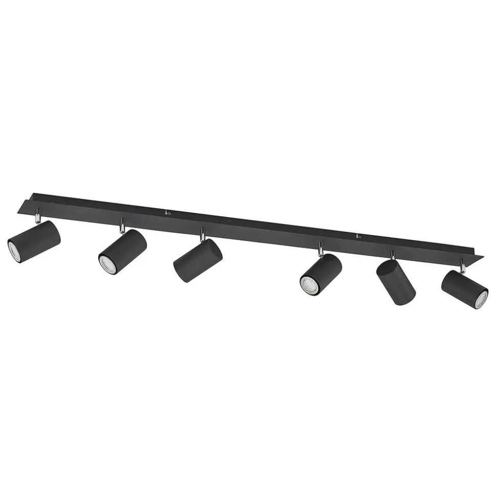 Lindby downlight Joffrey, 116 cm, svart, 6 lyskilder, GU10