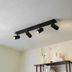 Lindby downlight Joffrey, 80 cm, svart, 4 lyskilder, GU10