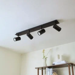 Lindby downlight Joffrey, 80 cm, svart, 4 lyskilder, GU10