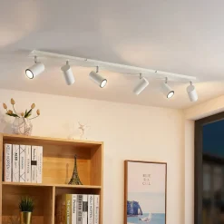 Lindby downlight Joffrey, 116 cm, hvit, 6 lyskilder, GU10