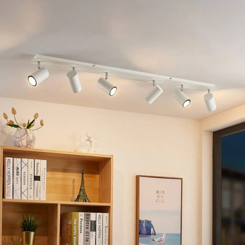 Lindby downlight Joffrey, 116 cm, hvit, 6 lyskilder, GU10