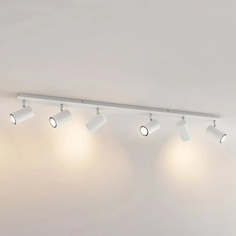 Lindby downlight Joffrey, 116 cm, hvit, 6 lyskilder, GU10