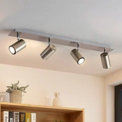 Lindby downlight Joffrey, 80 cm, nikkel, 4 lyskilder, GU10