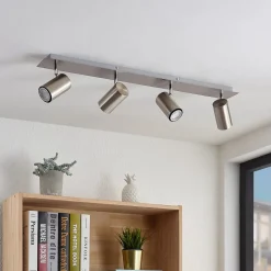 Lindby downlight Joffrey, 80 cm, nikkel, 4 lyskilder, GU10