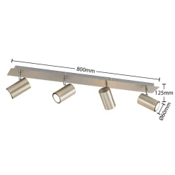 Lindby downlight Joffrey, 80 cm, nikkel, 4 lyskilder, GU10