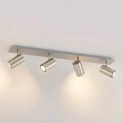 Lindby downlight Joffrey, 80 cm, nikkel, 4 lyskilder, GU10