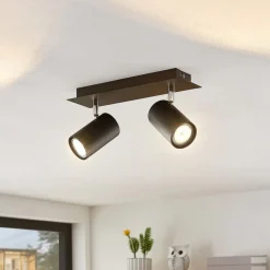 Lindby downlight Joffrey, 31 cm, 2 lyskilder, svart, GU10