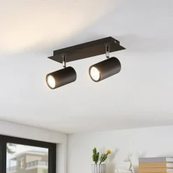 Lindby downlight Joffrey, 31 cm, 2 lyskilder, svart, GU10