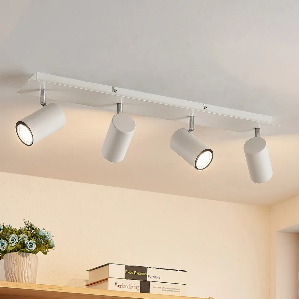 Lindby downlight Joffrey, 70 cm, hvit, 4 lyskilder, GU10