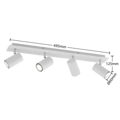 Lindby downlight Joffrey, 70 cm, hvit, 4 lyskilder, GU10