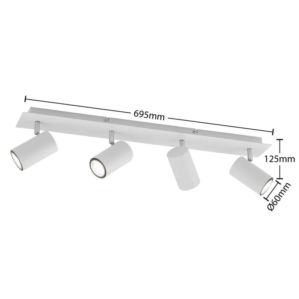 Lindby downlight Joffrey, 70 cm, hvit, 4 lyskilder, GU10