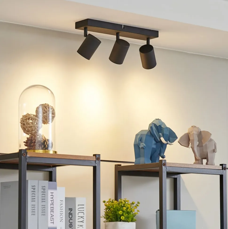 Lindby downlight Jorell, 35 cm, svart, 3 lyskilder, metall