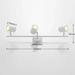 Lindby downlight Jorell, hvit, 55 cm, 3 lyskilder, metall, GU10