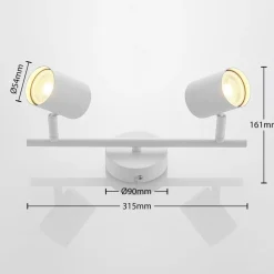 Lindby downlight Jorell, hvit, 32 cm, 2 lyskilder, metall, GU10