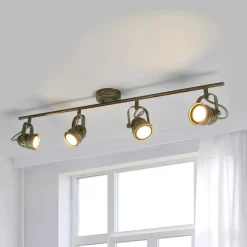 Lindby downlight Leonor, 4 lyskilder, grønn, metall, 78 cm