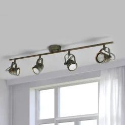 Lindby downlight Leonor, 4 lyskilder, grønn, metall, 78 cm