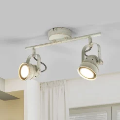 Lindby downlight Leonor, 2 lyskilder, hvit, metall, 32 cm