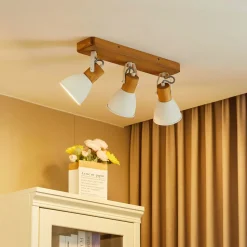 Lindby downlight Merela, hvit, 45 cm, 3 lyskilder, tre, E14