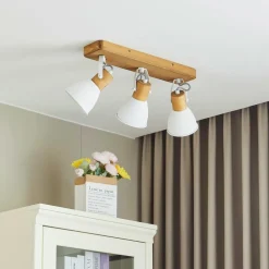 Lindby downlight Merela, hvit, 45 cm, 3 lyskilder, tre, E14