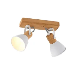 Lindby downlight Merela, hvit, 28 cm, 2 lyskilder, tre, E14