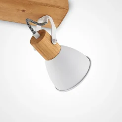 Lindby downlight Merela, hvit, 28 cm, 2 lyskilder, tre, E14