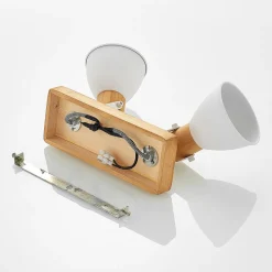 Lindby downlight Merela, hvit, 28 cm, 2 lyskilder, tre, E14