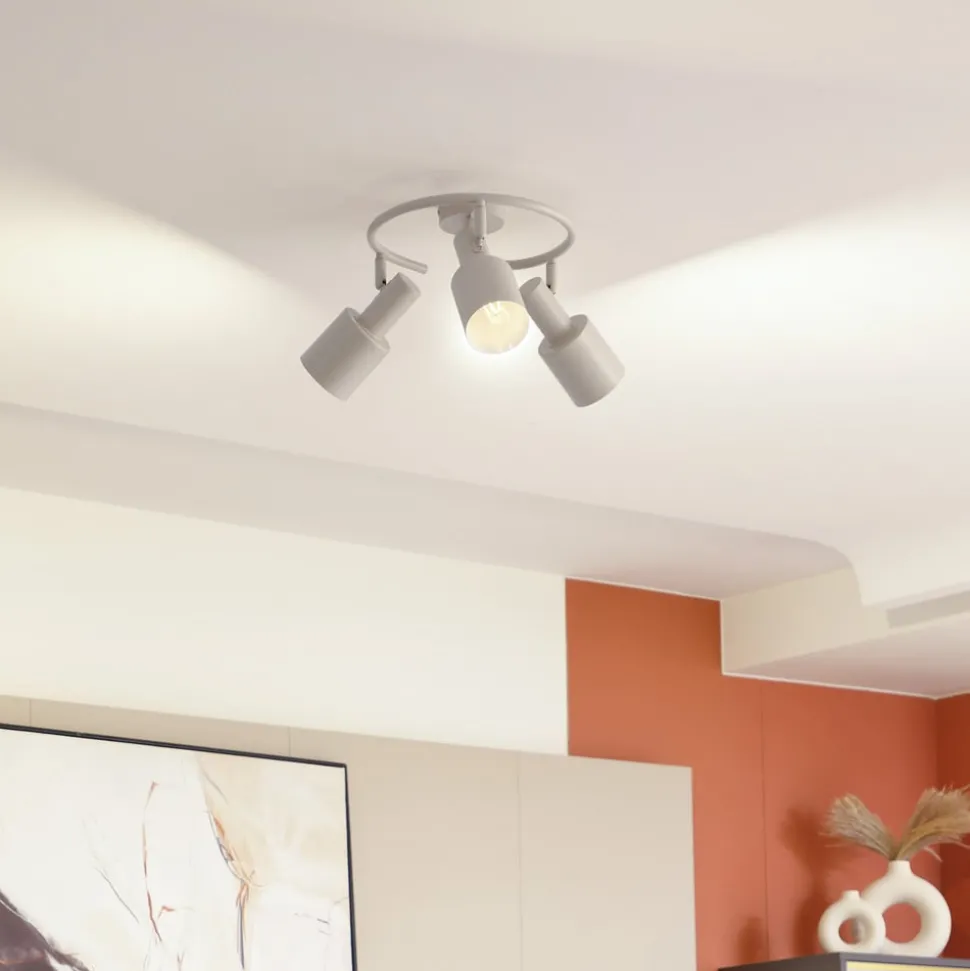 Lindby downlight Ovelia, beige, 3 lyskilder, metall, E27