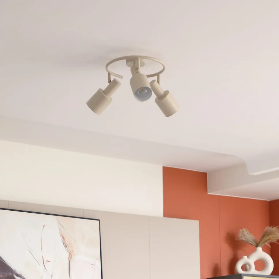 Lindby downlight Ovelia, beige, 3 lyskilder, metall, E27