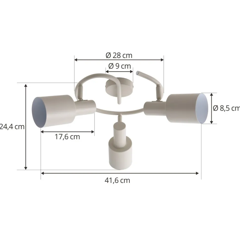 Lindby downlight Ovelia, beige, 3 lyskilder, metall, E27