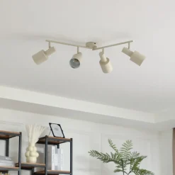 Lindby downlight Ovelia, beige, 80 cm, 4 lyskilder, E27