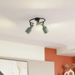 Lindby downlight Ovelia, grønn/svart, 3 lyskilder, E27