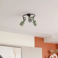 Lindby downlight Ovelia, grønn/svart, 3 lyskilder, E27