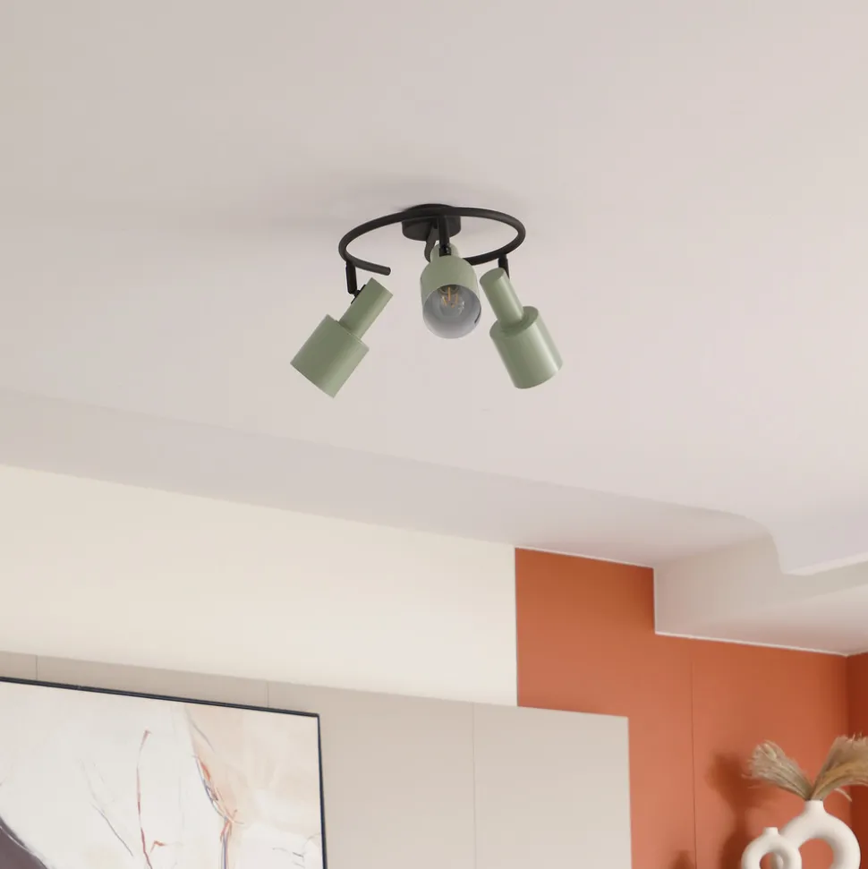 Lindby downlight Ovelia, grønn/svart, 3 lyskilder, E27