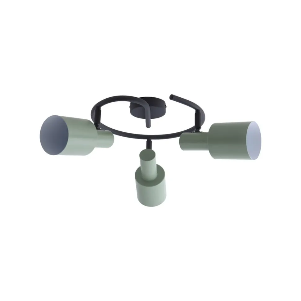 Lindby downlight Ovelia, grønn/svart, 3 lyskilder, E27